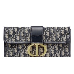 Pochette Christian Dior 30 Montaigne tela jacquard  Blu scuro