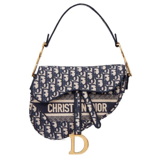 Replica Sella Christian Dior Borsa obliqua originale in tela ricamata Blu scuro Replica Sella Christian Dior Borsa obliqua originale in tela ricamata Blu scuro