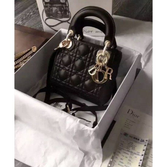 Replica Dior Lady Dior Mini Classic Tote Borse Con agnello nero Replica Dior Lady Dior Mini Classic Tote Borse Con agnello nero