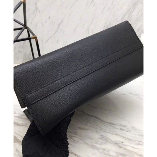 Replica Borsa a mano monocromatica Saffiano Prada nera Replica Borsa a mano monocromatica Saffiano Prada nera