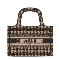 Christian Dior Mini Borsa a mano con ricamo a pied de poule e crema