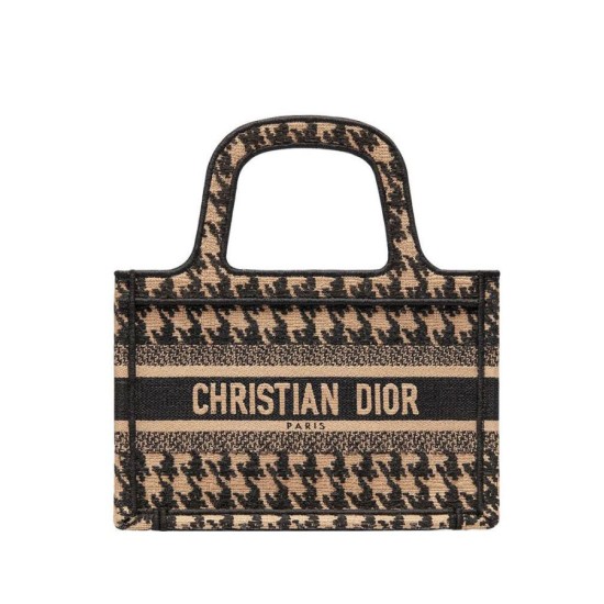 Replica Christian Dior Mini Borsa a mano con ricamo a pied de poule e crema Replica Christian Dior Mini Borsa a mano con ricamo a pied de poule e crema