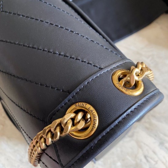 Replica Borsa liscia media nera YSL Saint Laurent Niki Replica Borsa liscia media nera YSL Saint Laurent Niki