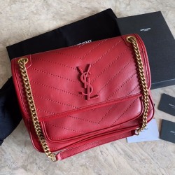 Borsa liscia media YSL Saint Laurent Niki rossa