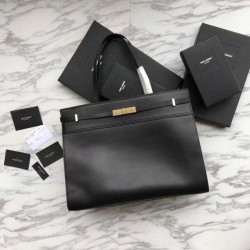 Borsa a tracolla YSL Saint Laurent Medium Manhattan nera