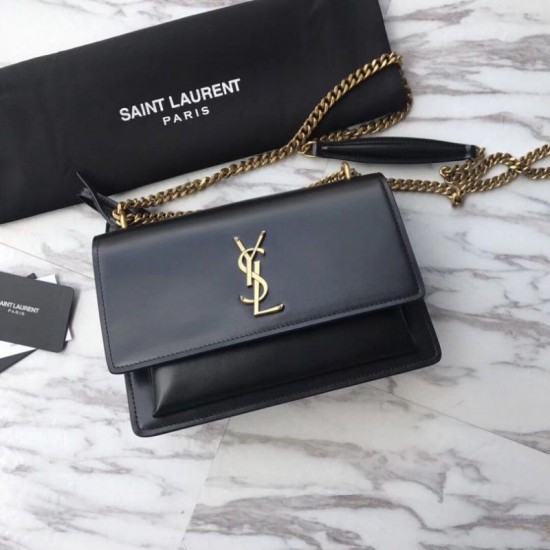 Replica Borsa YSL Saint Laurent Sunset Medium liscia oro nero Replica Borsa YSL Saint Laurent Sunset Medium liscia oro nero