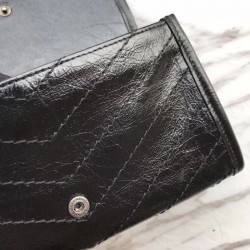 Portafoglio YSL Saint Laurent Niki grande stropicciata nera