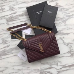 Busta YSL Saint Laurent Piccola borsa Grain Embossed Claret