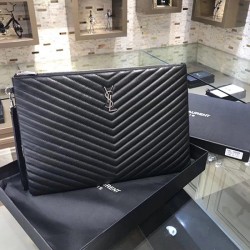 Pochette Saint Laurent nera con hardware argento