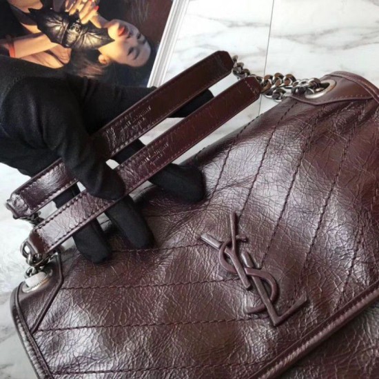 Replica YSL Saint Laurent Borsa a catena media Niki bordeaux Replica YSL Saint Laurent Borsa a catena media Niki bordeaux