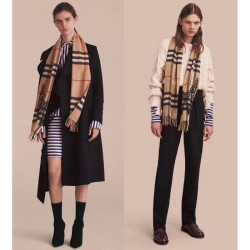 Sciarpa in Cashmere Classic in Camel Check e Lace