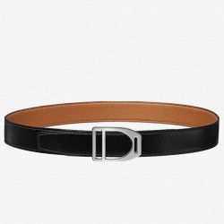 Cintura con fibbia Hermes Etrier Cinturino marrone Clemence 32 MM