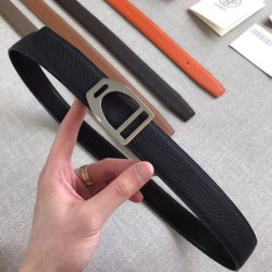 Cintura con fibbia Hermes Etrier Cinturino Clemence nero 32 mm