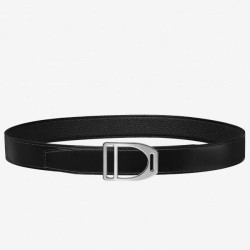 Cintura con fibbia Hermes Etrier Cinturino Clemence nero 32 mm