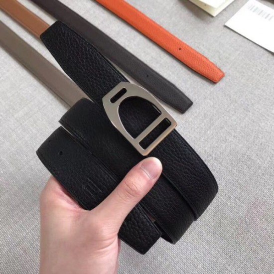 Replica Cintura con fibbia Hermes Etrier Cinturino Clemence nero 32 mm Replica Cintura con fibbia Hermes Etrier Cinturino Clemence nero 32 mm