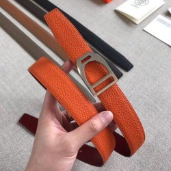 Cintura Hermes Etrier con fibbia Cinturino Clemence arancione 32 mm