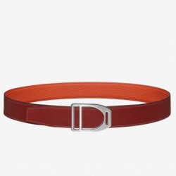 Cintura Hermes Etrier con fibbia Cinturino Clemence arancione 32 mm