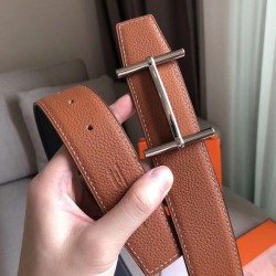 Cintura reversibile Hermes H d'Ancre Marrone / Noir