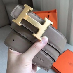 Cintura reversibile Hermes H Grigio / Nero Swift