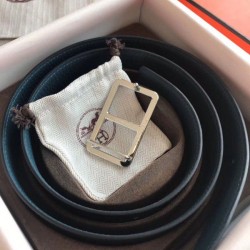 Cintura Hermes Officier Reversibile 38mm Blu Clemence