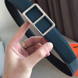 Cintura Hermes Officier Reversibile 38mm Blu Clemence