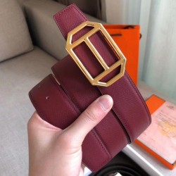 Hermes Pad Cintura reversibile Rubino / Marrone Epsom