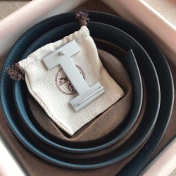 Cintura reversibile Hermes Quizz 32mm Clemence blu