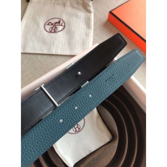 Replica Cintura reversibile Hermes Quizz 32mm Clemence blu Replica Cintura reversibile Hermes Quizz 32mm Clemence blu