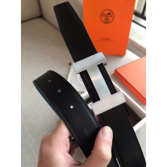 Replica Cintura reversibile Hermes Quizz 32mm Clemence blu Replica Cintura reversibile Hermes Quizz 32mm Clemence blu