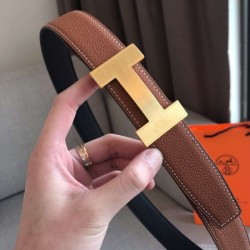 Cintura reversibile Hermes Quizz 32mm marrone Clemence