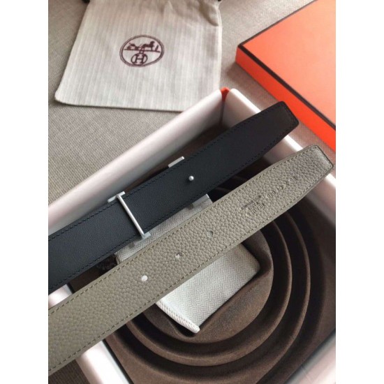 Replica Cintura reversibile Hermes Quizz 32mm Clemence grigia Replica Cintura reversibile Hermes Quizz 32mm Clemence grigia