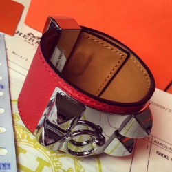 Bracciale Hermes Collier de Chien rosso Epsom taglia S