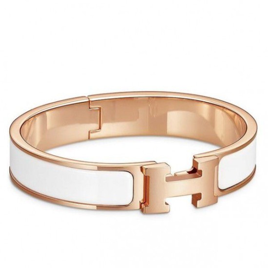 Replica Bracciale Hermes Clic H PM in smalto bianco Replica Bracciale Hermes Clic H PM in smalto bianco
