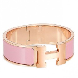 Bracciale Hermes Clic Clac H PM in smalto rosa Bracciale Hermes Clic Clac H PM in smalto rosa