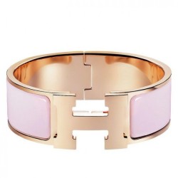 Bracciale Hermes Rose Dragee Enamel Clic Clac H PM