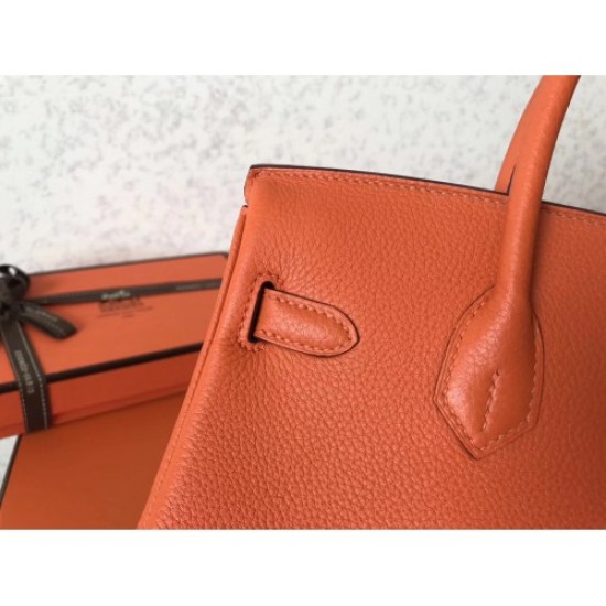 Replica Borse Birkin Hermes Clemence Arancio 25cm Replica Borse Birkin Hermes Clemence Arancio 25cm