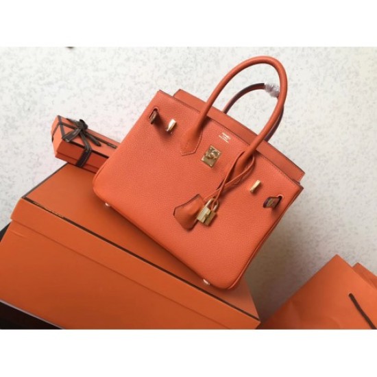 Replica Borse Birkin Hermes Clemence Arancio 25cm Replica Borse Birkin Hermes Clemence Arancio 25cm
