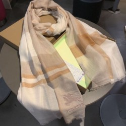 Scialle in seta cashmere a quadri Burberry 80 x 200 marrone