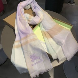 Scialle in seta cashmere a quadri Burberry 80 x 200 bianco