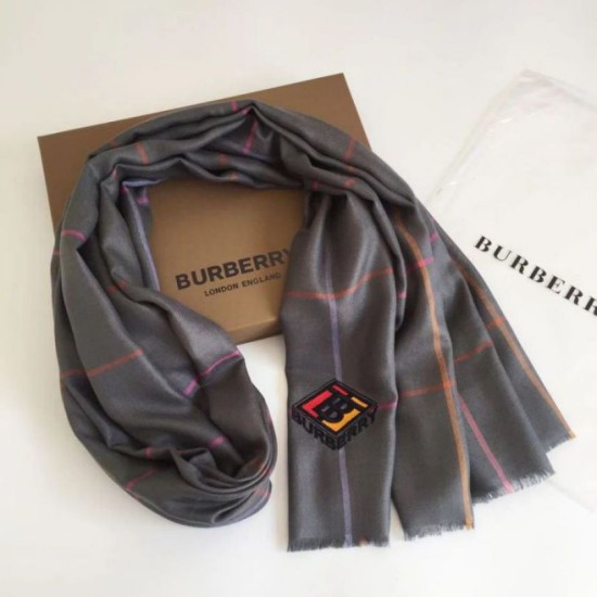 Replica Scialle in cashmere Burberry TB in edizione limitata 80 x 200 grigio