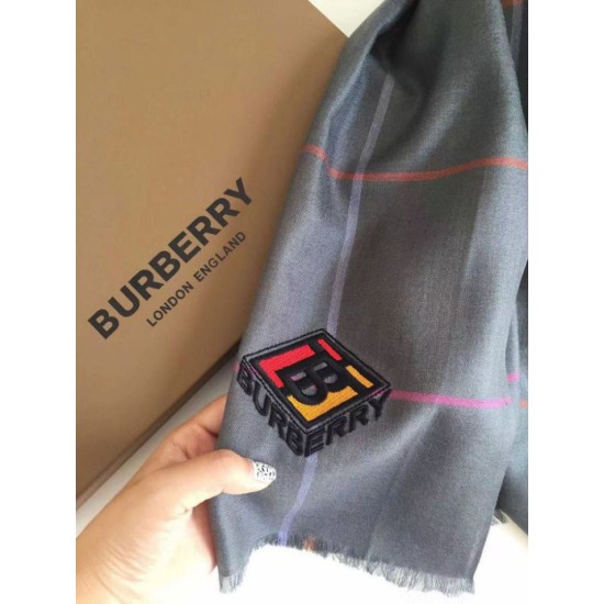 Replica Scialle in cashmere Burberry TB in edizione limitata 80 x 200 grigio