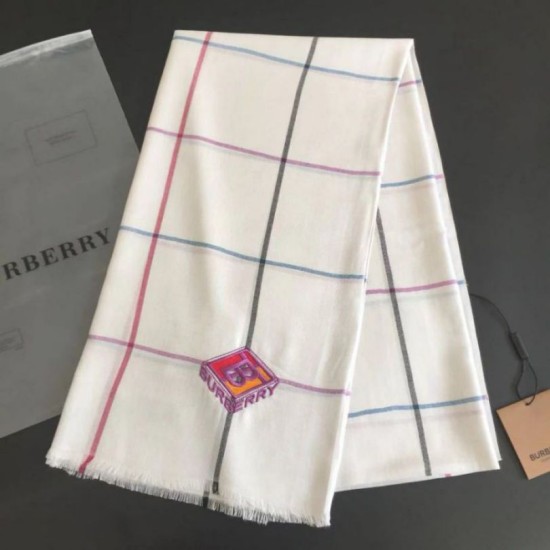 Replica Scialle in cashmere Burberry TB in edizione limitata 80 x 200 bianco