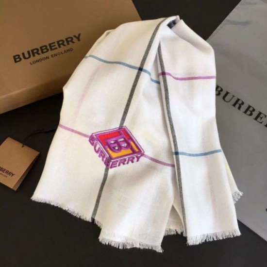 Replica Scialle in cashmere Burberry TB in edizione limitata 80 x 200 bianco