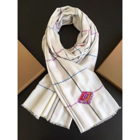 Replica Scialle in cashmere Burberry TB in edizione limitata 80 x 200 bianco