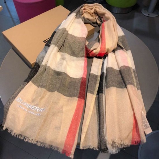 Replica Scialle in cashmere check classico Burberry 75 x 205 albicocca
