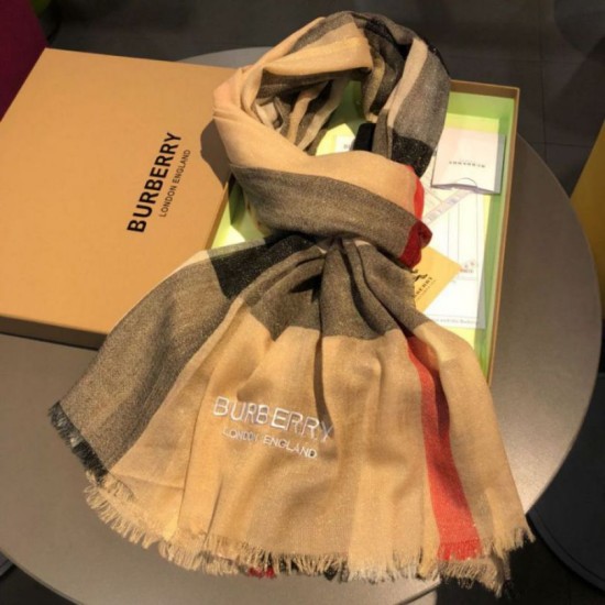 Replica Scialle in cashmere check classico Burberry 75 x 205 albicocca