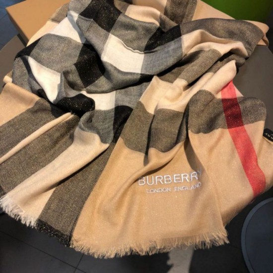 Replica Scialle in cashmere check classico Burberry 75 x 205 albicocca