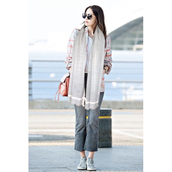 Replica Burberry Cashmere tinta unita Schawl sottile 80 x 200 grigio