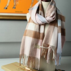 Scialle in cashmere con motivo check classico Burberry 70 x 200 albicocche
