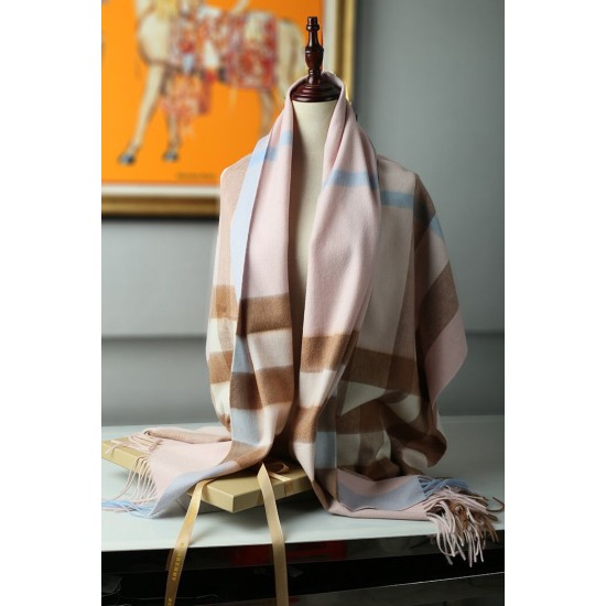Replica Scialle in cashmere con motivo check classico Burberry 70 x 200 albicocche
